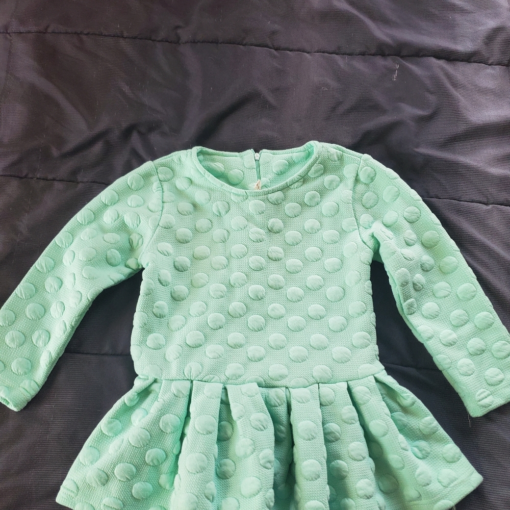 girl 4 long sleeve dress sage green